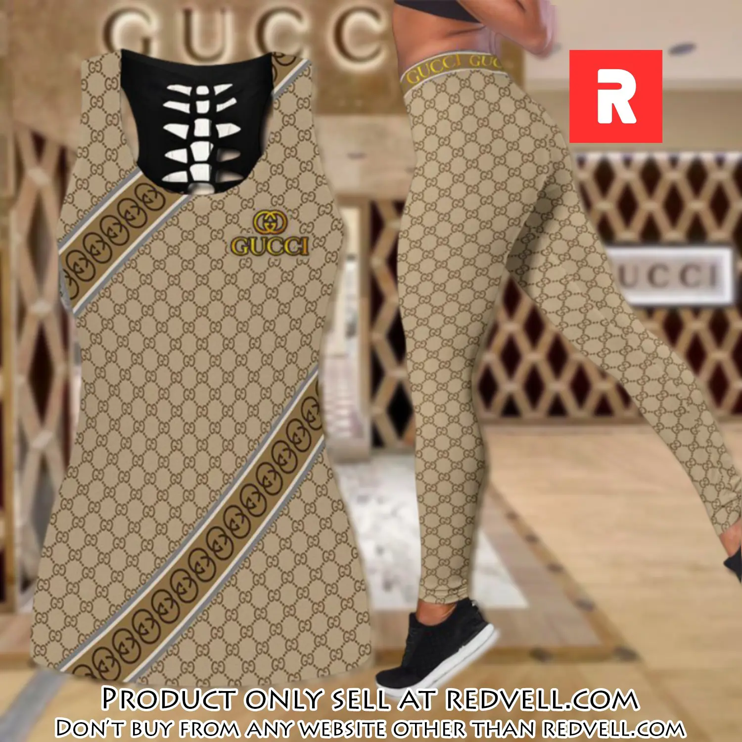 Gucci tank top leggings set luxury brand for women yoga gym rv4820658